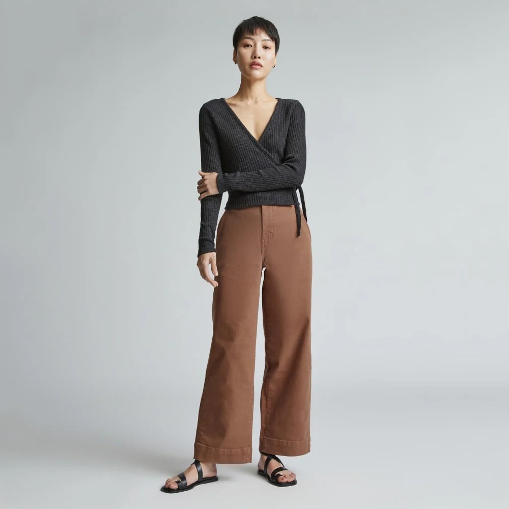 Everlane SOLD OUT Organic Wide-Leg Pant Cocoa Brown High Rise | Size 4